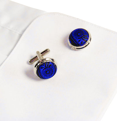 Blue and Black Paisley Cufflinks Paul Malone Cufflinks - Paul Malone.com