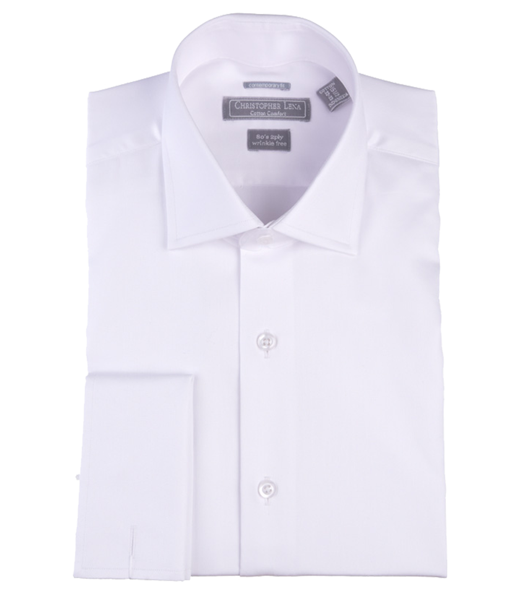 French Cuff Contemporary Fit White Dress Shirt by Christopher Lena | Paul  Malone