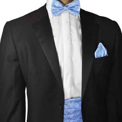 Blue Paisley Cummerbund and Bow Tie Set Brand Q Cummerbund - Paul Malone.com