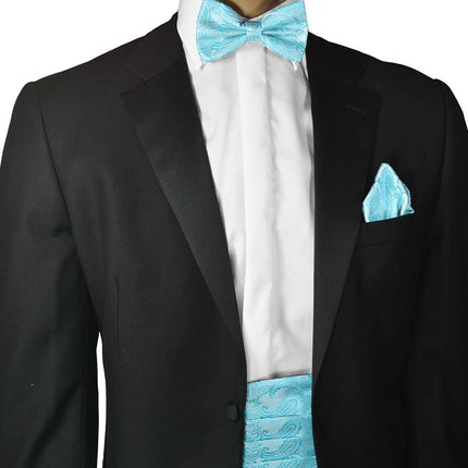 Angel Blue Paisley Cummerbund and Bow Tie Set Brand Q Cummerbund - Paul Malone.com