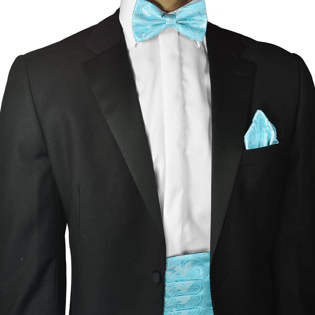 Angel Blue Paisley Cummerbund and Bow Tie Set Brand Q Cummerbund - Paul Malone.com
