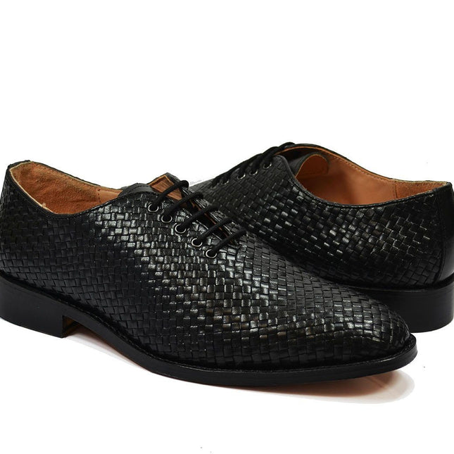 CALEB Full Leather Black Woven Oxfords by Paul Malone Paul Malone Shoes - Paul Malone.com