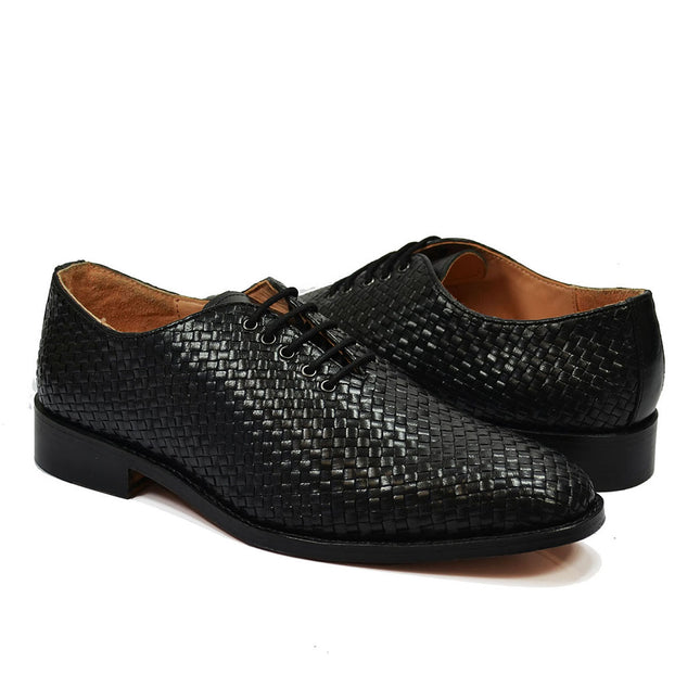 CALEB Full Leather Black Woven Oxfords by Paul Malone Paul Malone Shoes - Paul Malone.com