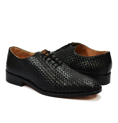 CALEB Full Leather Black Woven Oxfords by Paul Malone Paul Malone Shoes - Paul Malone.com