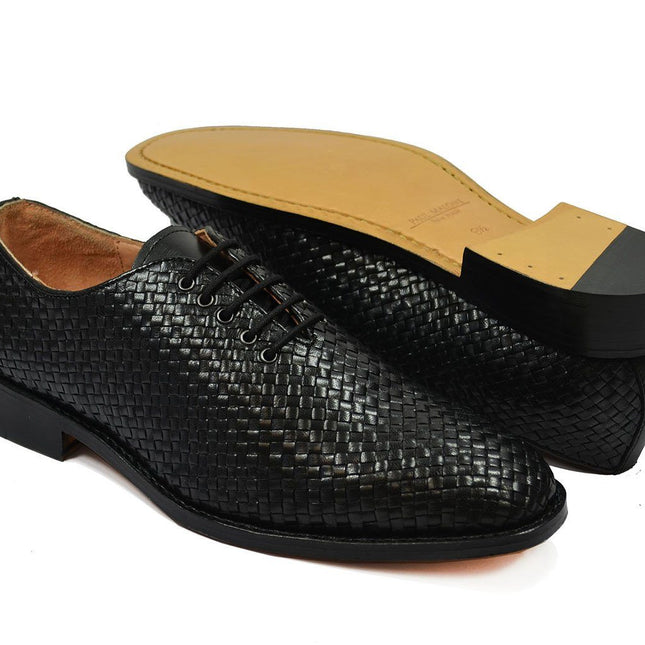 CALEB Full Leather Black Woven Oxfords by Paul Malone Paul Malone Shoes - Paul Malone.com