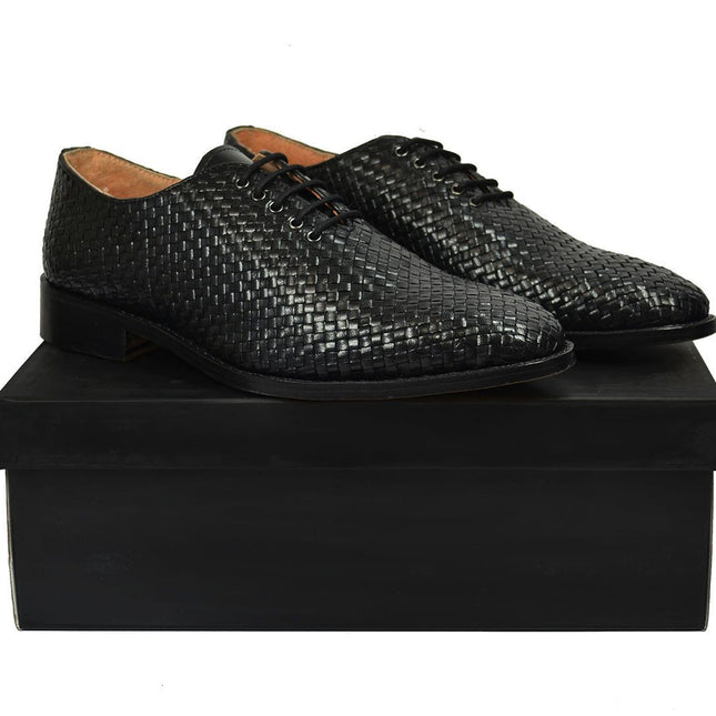 CALEB Full Leather Black Woven Oxfords by Paul Malone Paul Malone Shoes - Paul Malone.com