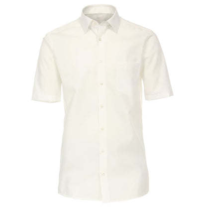Solid Champagne Poplin Short Sleeve Dress Shirt Modena Shirts - Paul Malone.com