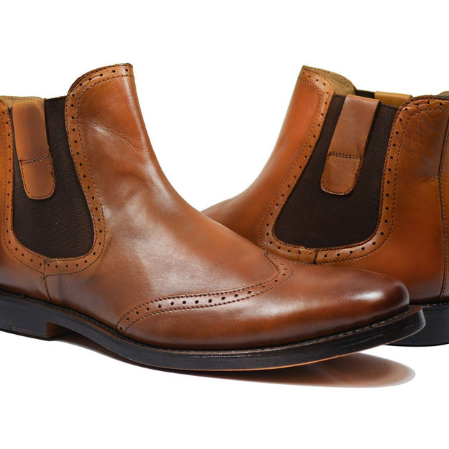 CHELSEA Elegant Brown Full Leather Chelsea Boots Paul Malone Shoes - Paul Malone.com