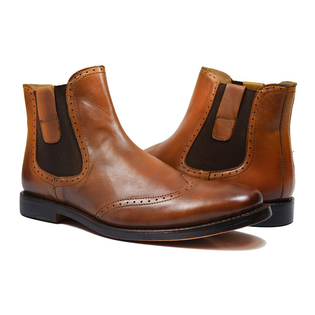 CHELSEA Elegant Brown Full Leather Chelsea Boots Paul Malone Shoes - Paul Malone.com