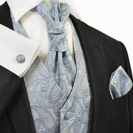 Arctic Ice Paisley Tuxedo Vest Set Paul Malone Vest - Paul Malone.com
