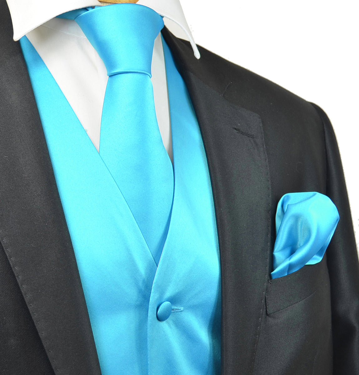 Solid Blue Turquoise Tuxedo Vest Set – Paul Malone