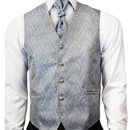 Arctic Ice Paisley Tuxedo Vest Set Paul Malone Vest - Paul Malone.com