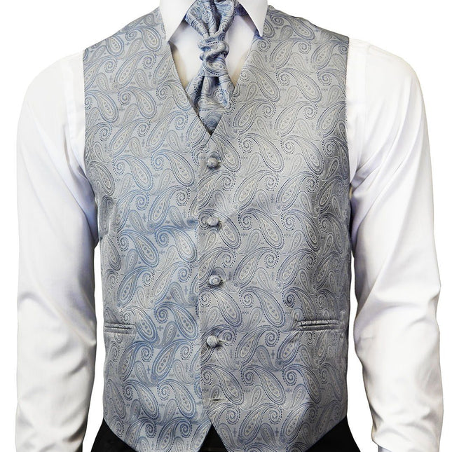 Arctic Ice Paisley Tuxedo Vest Set Paul Malone Vest - Paul Malone.com