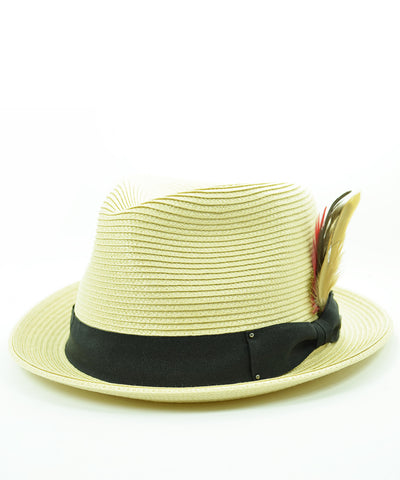 Natural Braid Fedora Hat with Band and Feather Epoch Hats - Paul Malone.com