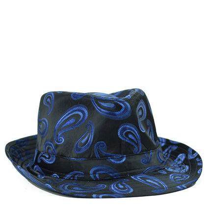 Fashion Hat in Black and Royal Paisleys Paul Malone Hats - Paul Malone.com