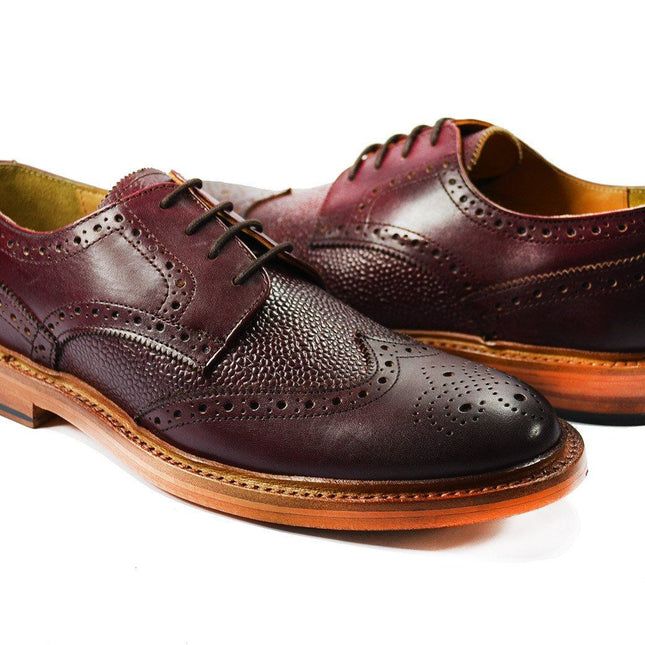 BRADFORD Burgundy Full BrogueLeather Oxford Shoes Paul Malone Shoes - Paul Malone.com