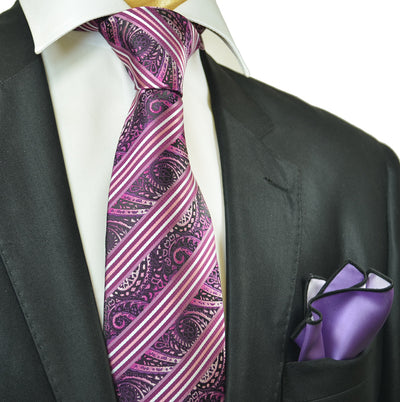 Pink and Purple Men's Tie and Pocket Square Paul Malone Ties - Paul Malone.com