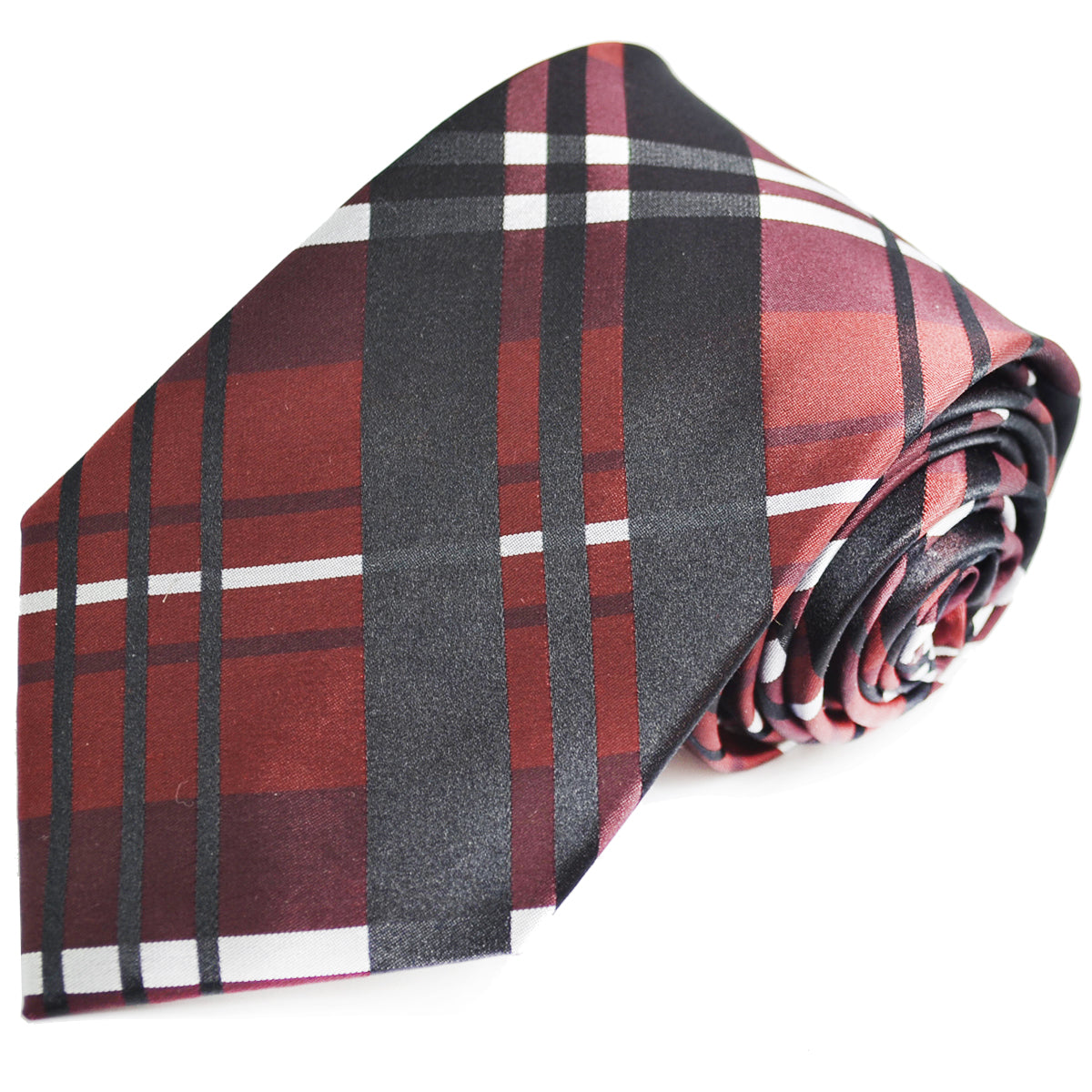 Red and Black Silk Necktie Set by Paul Malone, Classic (58In. x 3.25In.) / Red