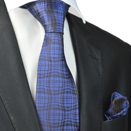 Blue and Black Silk Tie and Pocket Square Paul Malone Ties - Paul Malone.com