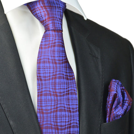 Blue and Red Silk Tie and Pocket Square Paul Malone Ties - Paul Malone.com