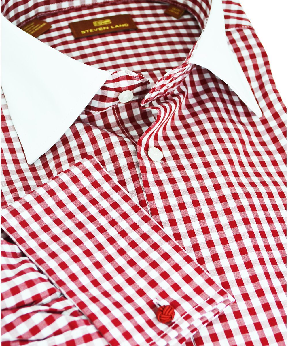 Men's Steven Land Dress Shirt - Red and White Polka Dot French Cuff Steven  Land Dress Shirt