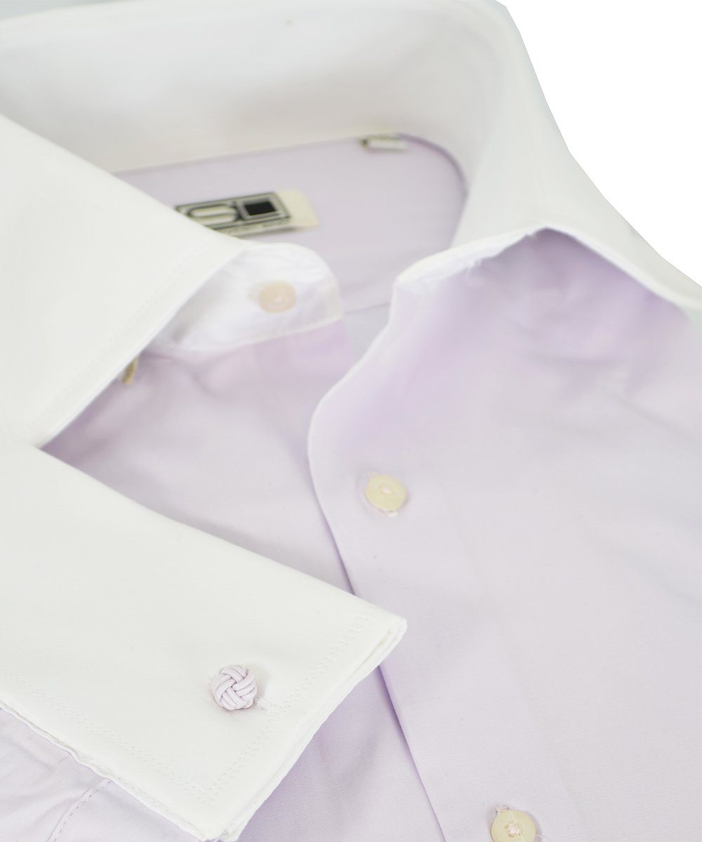 Lilac and White French Cuff Dress Shirt | Paul Malone