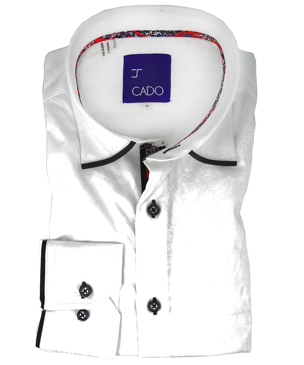 Formal White on White Patterned Dress Shirt | Paul Malone