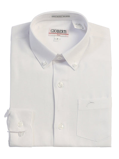 White Boys Long Sleeve Oxford Button Down Dress Shirt Gioberti Shirts - Paul Malone.com