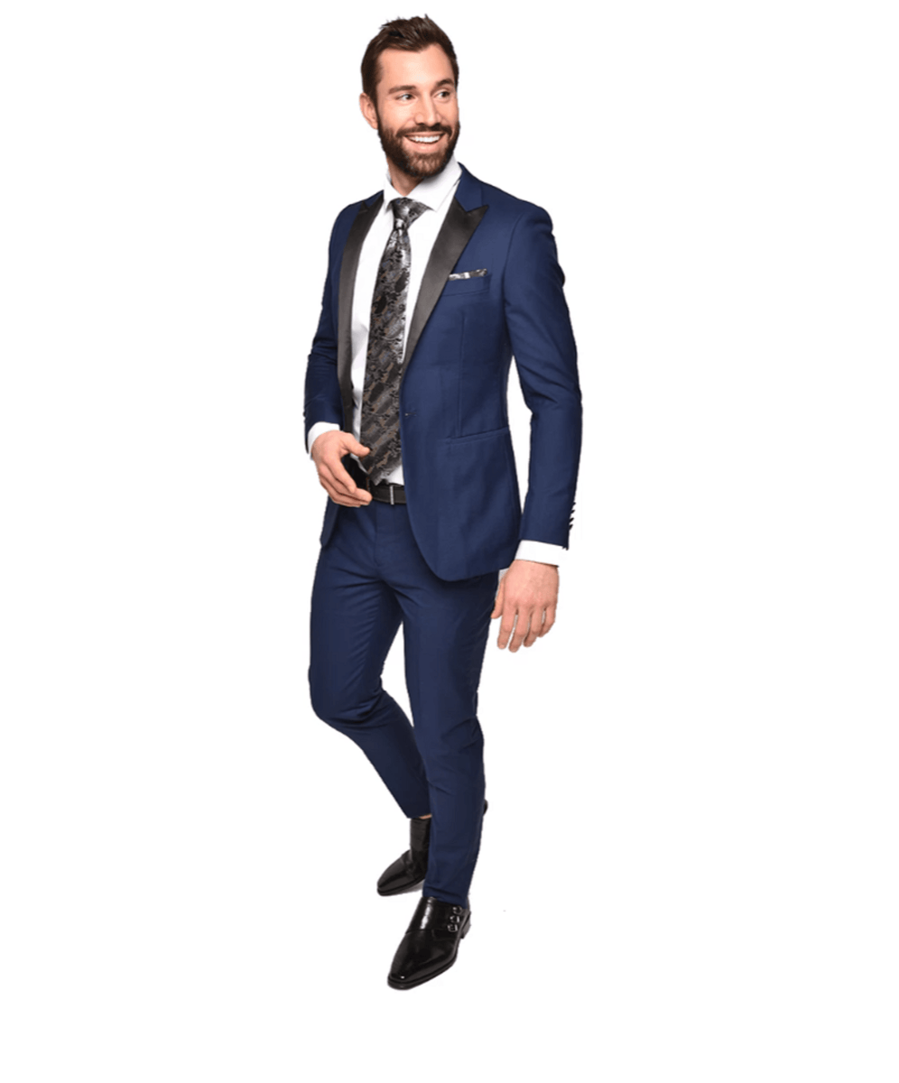 Ultra Slim Blue Tuxedo by Steven Land | Paul Malone