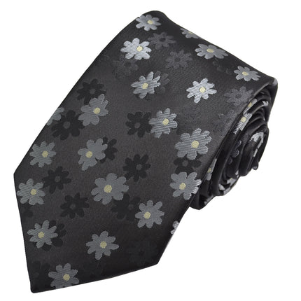 Black and White Floral Men's Necktie Paul Malone Ties - Paul Malone.com