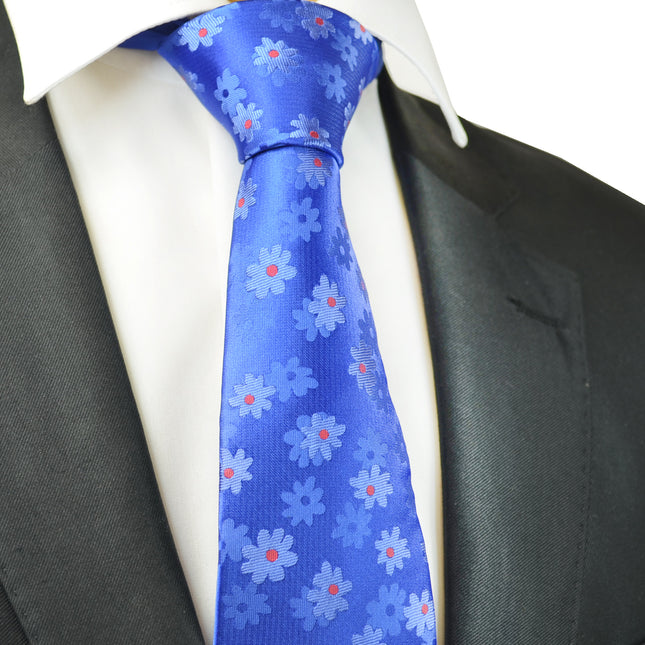 Deep Ultramarine Floral Men's Necktie Paul Malone Ties - Paul Malone.com