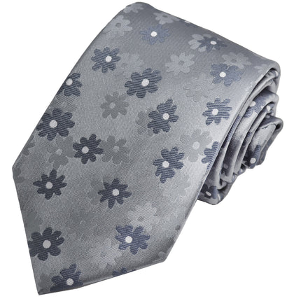 Steel Grey Floral Men's Necktie Paul Malone Ties - Paul Malone.com