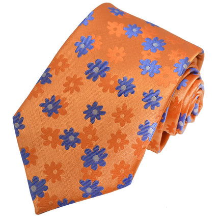 Amberglow Orange Floral Men's Necktie Paul Malone Ties - Paul Malone.com