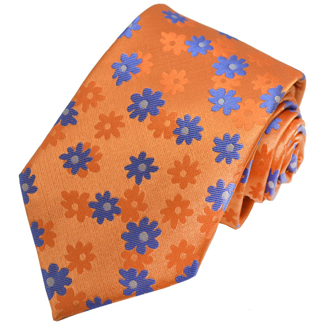 Amberglow Orange Floral Men's Necktie Paul Malone Ties - Paul Malone.com