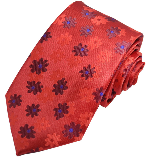 Mars Red Floral Men's Necktie Paul Malone Ties - Paul Malone.com