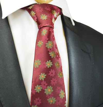 Rosewood Red Floral Men's Necktie Paul Malone Ties - Paul Malone.com