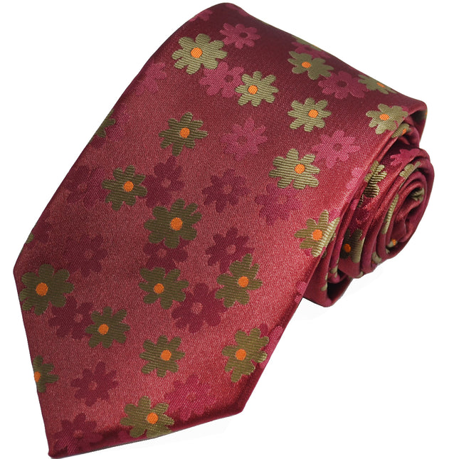 Rosewood Red Floral Men's Necktie Paul Malone Ties - Paul Malone.com