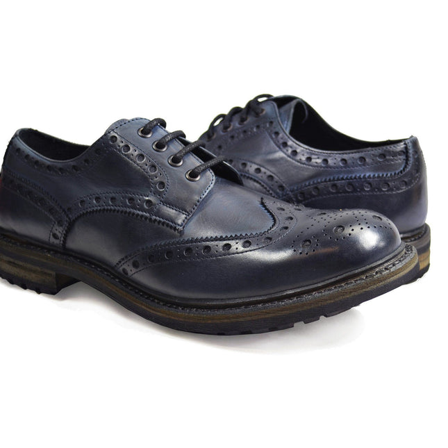 DOUGLAS Blue Heavy Cow Crust Leather Oxfords by Paul Malone Paul Malone Shoes - Paul Malone.com