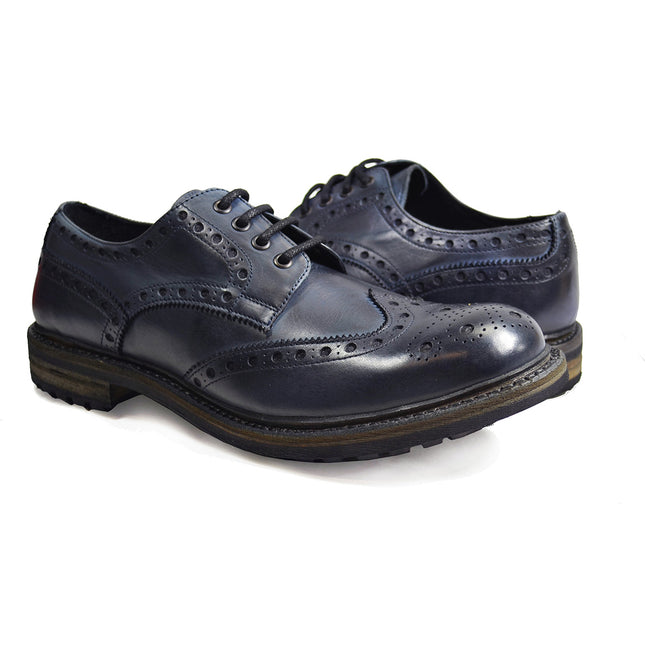 DOUGLAS Blue Heavy Cow Crust Leather Oxfords by Paul Malone Paul Malone Shoes - Paul Malone.com
