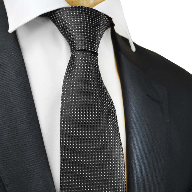 Classic Black Pindot Men's Necktie Paul Malone Ties - Paul Malone.com