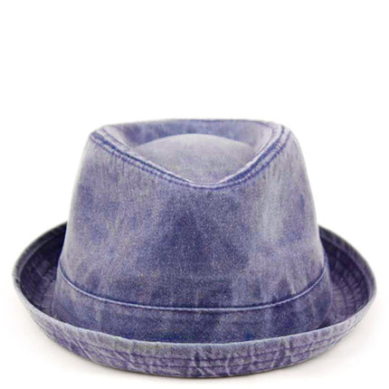 Denim Blue Washed Cotton Fedora by Epoch Hats Co. Epoch Hats - Paul Malone.com