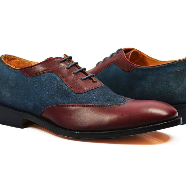 FLYNN Brown and Burgundy Leather Oxfords Paul Malone Shoes - Paul Malone.com