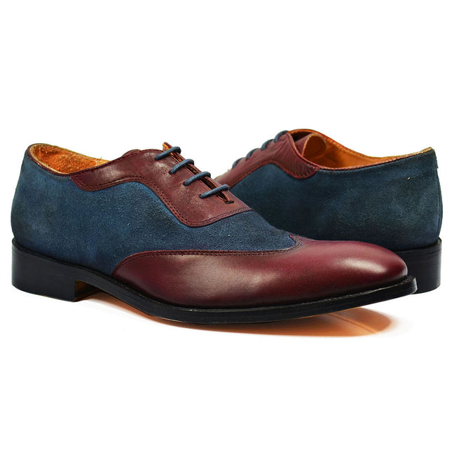 FLYNN Brown and Burgundy Leather Oxfords Paul Malone Shoes - Paul Malone.com