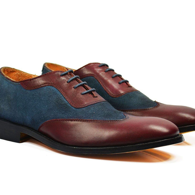 FLYNN Brown and Burgundy Leather Oxfords Paul Malone Shoes - Paul Malone.com