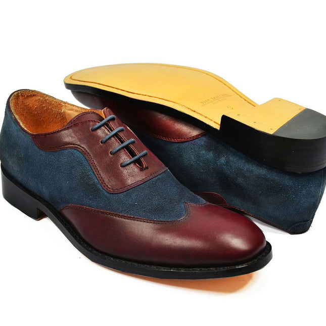 FLYNN Brown and Burgundy Leather Oxfords Paul Malone Shoes - Paul Malone.com