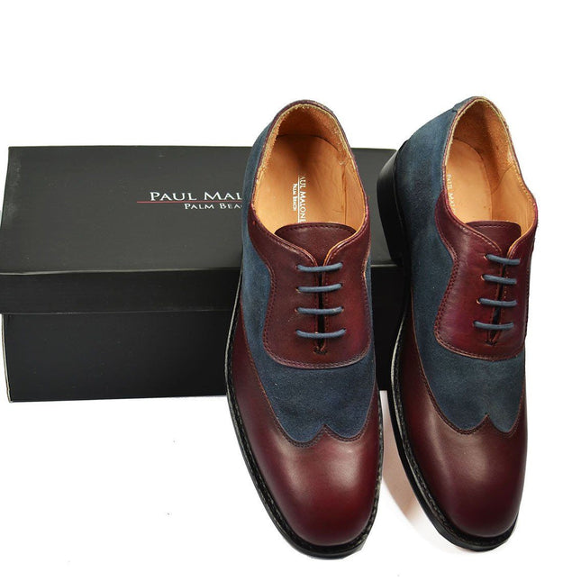 FLYNN Brown and Burgundy Leather Oxfords Paul Malone Shoes - Paul Malone.com
