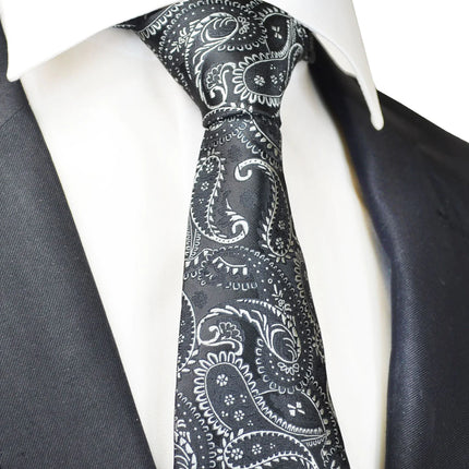 Black Fashionable Paisley Tie Paul Malone Ties - Paul Malone.com