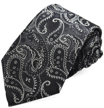 Black Fashionable Paisley Tie Paul Malone Ties - Paul Malone.com