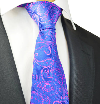 Blue Pink Fashionable Paisley Tie Paul Malone Ties - Paul Malone.com