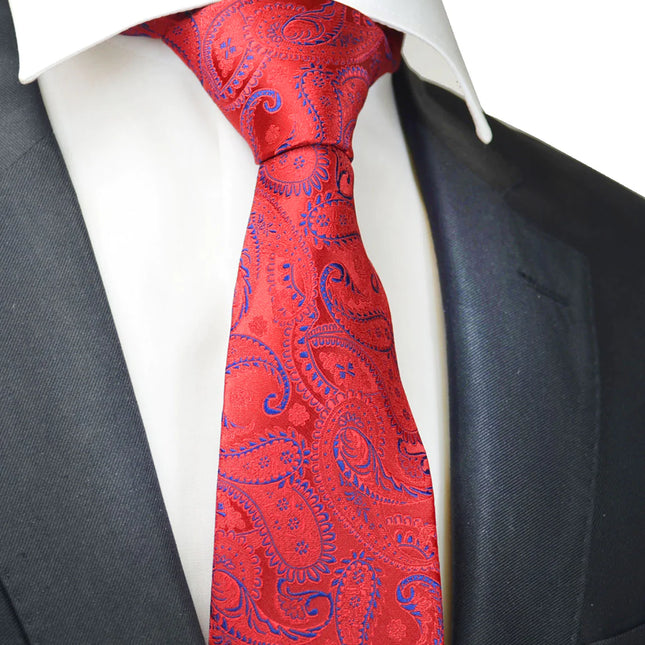 Tango Red Fashionable Paisley Tie Paul Malone Ties - Paul Malone.com